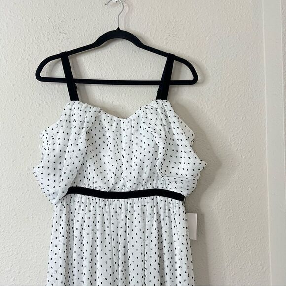 Lulus Polka Dot Cold Shoulder Midi Dress NEW Size Large - Picture 5 of 9